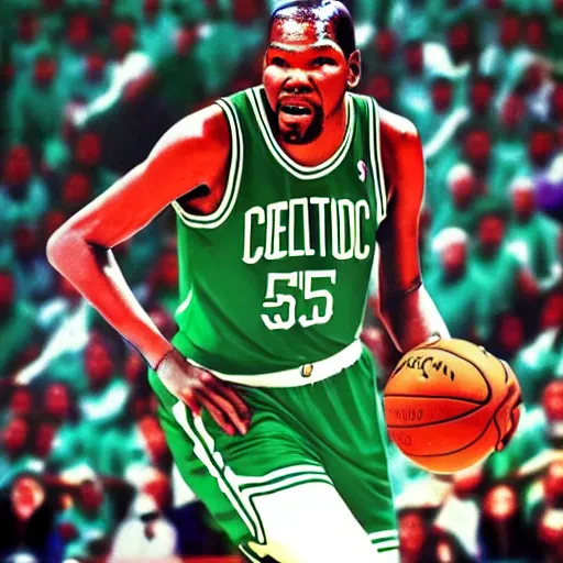 Image similar to Kevin Durant in a Celtics Uniform, 1986, Digital Art