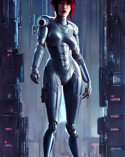 Image similar to weta disney movie still portrait photo of megan fox as the major ghost in the shell as cyborg woman by pixar, by weta, wlop, ilya kuvshinov, rossdraws, artgerm, maxim cover, latex, sweaty, iridescent, bright morning, anime, liosh, mucha