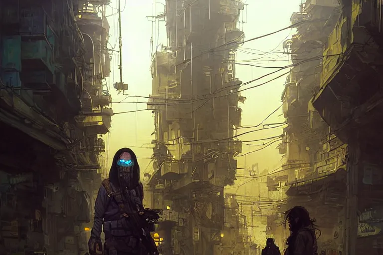 Prompt: A solarpunk very highly detailed terrorist with very highly detailed face on the street of a very highly detailed smooth solarpunk city digital concept art by Greg Rutkowski, neofuturistic highly detailed, digital concept art, Dimensional cyan gold natural light, sharp focus, Golden Ratio illustration, realistic concept art by Stephen Hickman and James Gurney and Hiromasa Ogura Ghost in the Shell rendered in Octane Render, From the distance