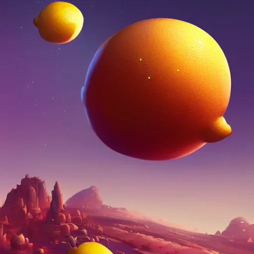 Image similar to a planet in the shape of a lemon, illustration by tyler edlin and greg rutkowski, detailed, sharp, masterpiece, highly detailed, photorealistic, octane render, 8 k, unreal engine 5, trending on artstation