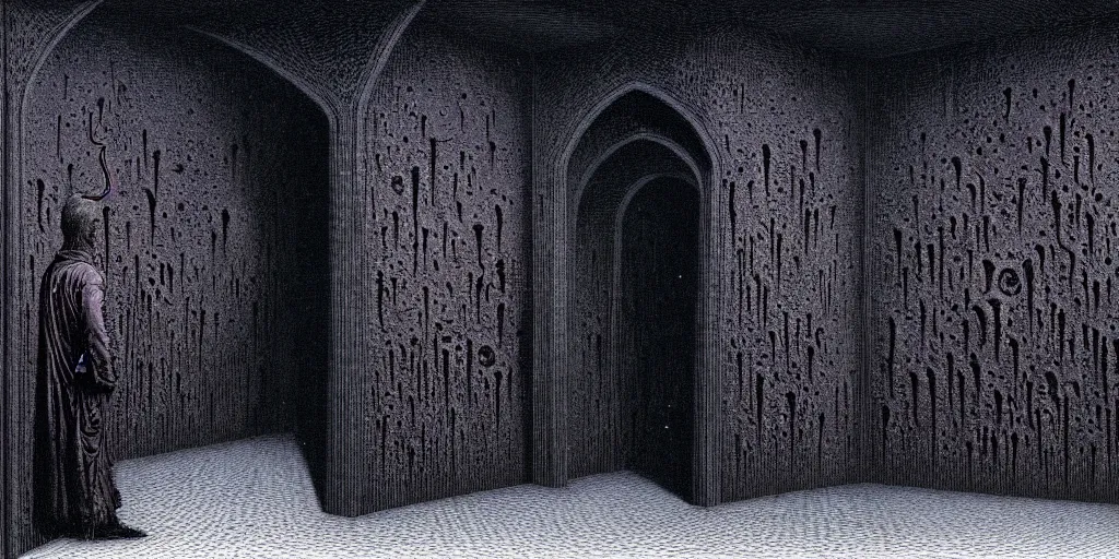 Image similar to a mystical wall by thomas ligotti and wayne barlowe