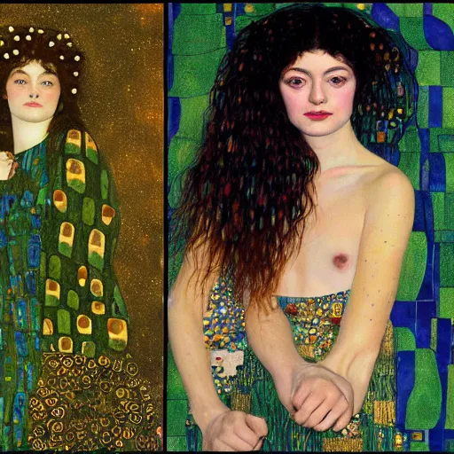 Prompt: lorde painted in the style of Gustav Klimt