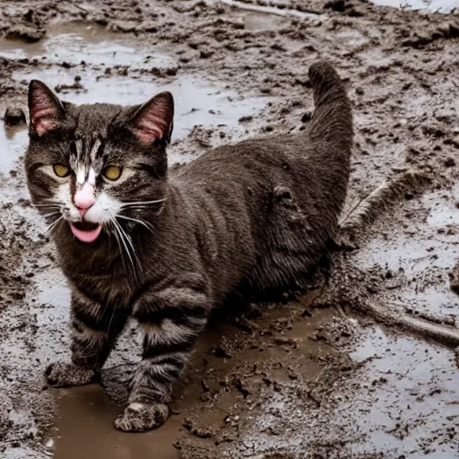 Image similar to cat play in mud