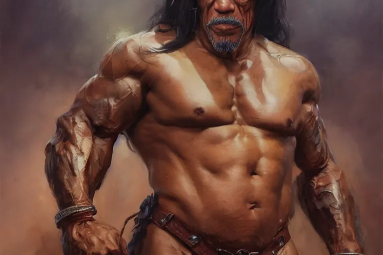 Prompt: A beautiful oil painting of a Danny Trejo, by Lucas Graciano, Frank Frazetta, Greg Rutkowski, Boris Vallejo, epic fantasy character art, high fantasy, Exquisite detail, post-processing, low angle, masterpiece, cinematic