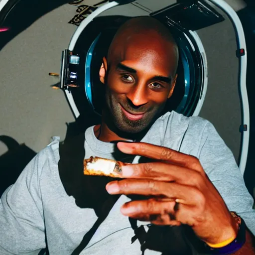 Image similar to selfie of kobe bryant holding a smokie joint in a helicopter, smoke around him, 8k resolution, hyper detailed, shot in the air