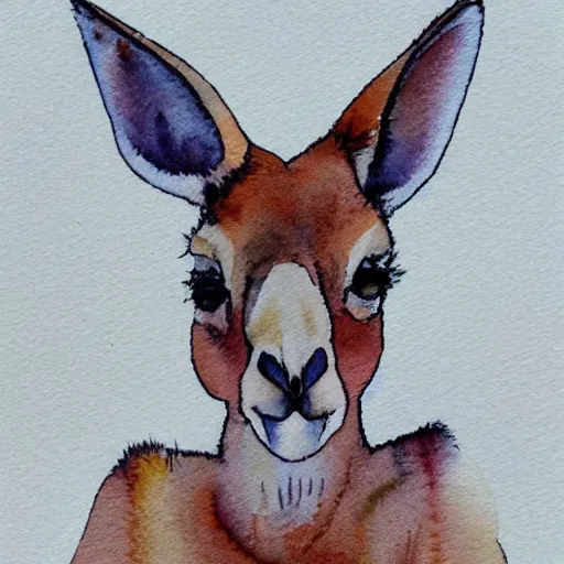 Prompt: kangaroo, watercolor, watercolor art, kangaroo, simple, white background