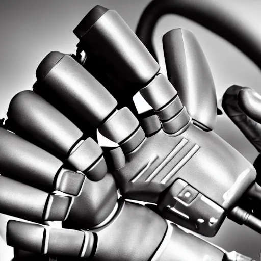 Prompt: closeup of a robot hand making a fist