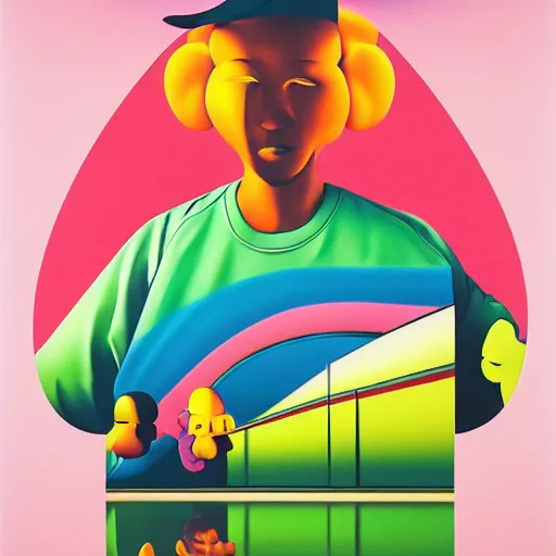 Image similar to hiphop cover by shusei nagaoka, kaws, david rudnick, airbrush on canvas, pastell colours, cell shaded, 8 k - h 7 0 4