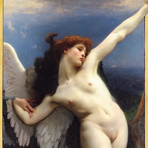 Image similar to a portrait of The Fallen Angel in the style Alexandre Cabanel