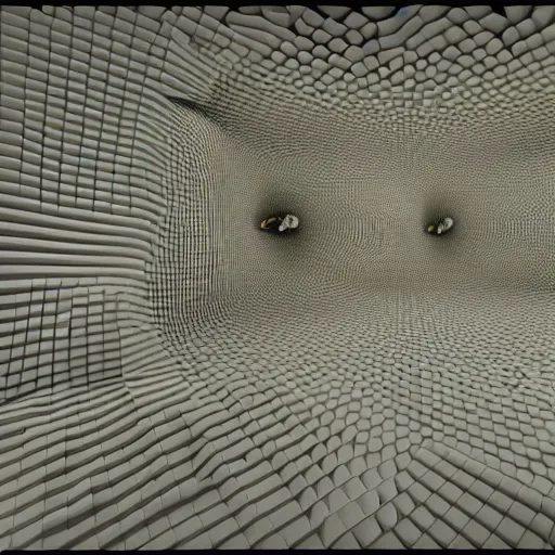 Image similar to hyperrealism computer simulation visualisation parallel universe beavers by caravaggio in style of mandelbulb 3 d and voxel graphics rendered in blender and octane render