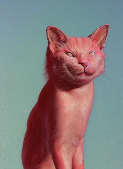 Prompt: a portrait of a pink cat, art by boris vallejo and greg danton and denys tsiperko, detailed, hyperrealism, artstation