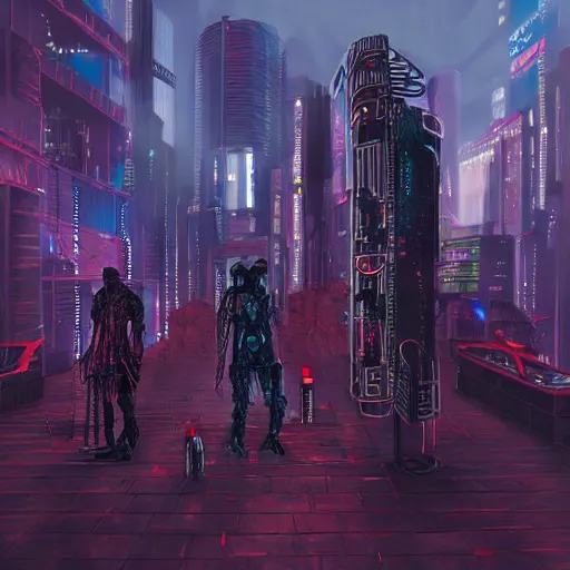 Prompt: a cyberpunk ritual by bakaarts