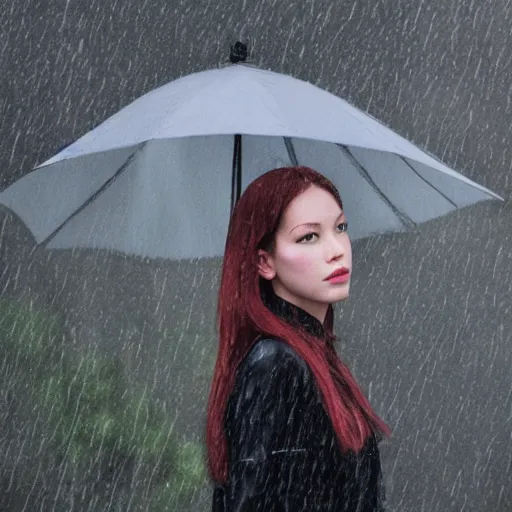 Prompt: a portrait of blackpink Lisa singer posing in the rain