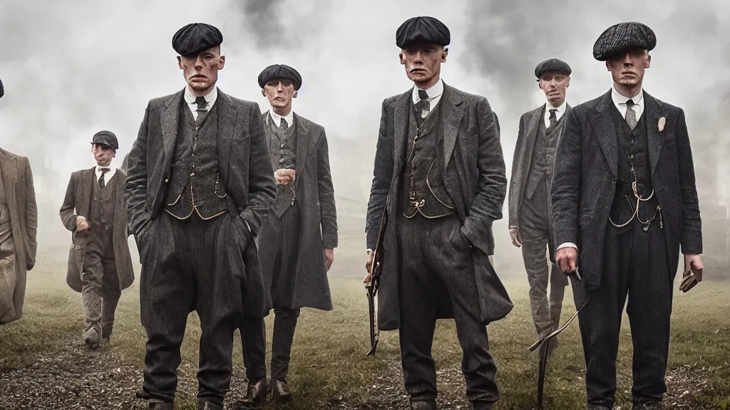 Prompt: the peaky blinders with shrimp heads