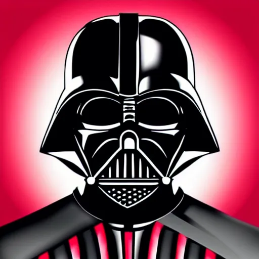 Image similar to darth vader, profile pic, red background, accurate anatomy, highly detailed, digital art, epic,