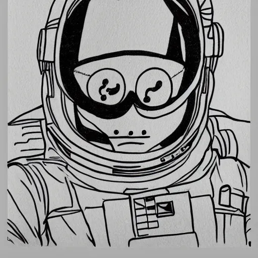 Image similar to an astronaut in space, drawn with a single line, line drawing, art, minimalist, continuous line drawing, sakura pigma micron,