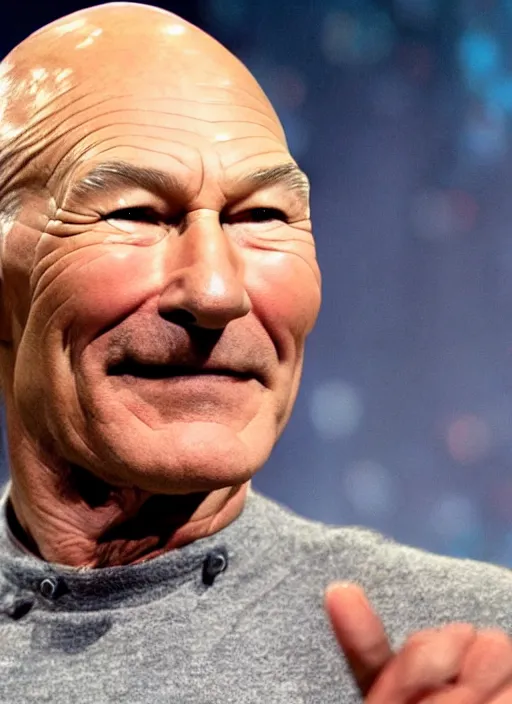 Image similar to patrick stewart covered in beef stew