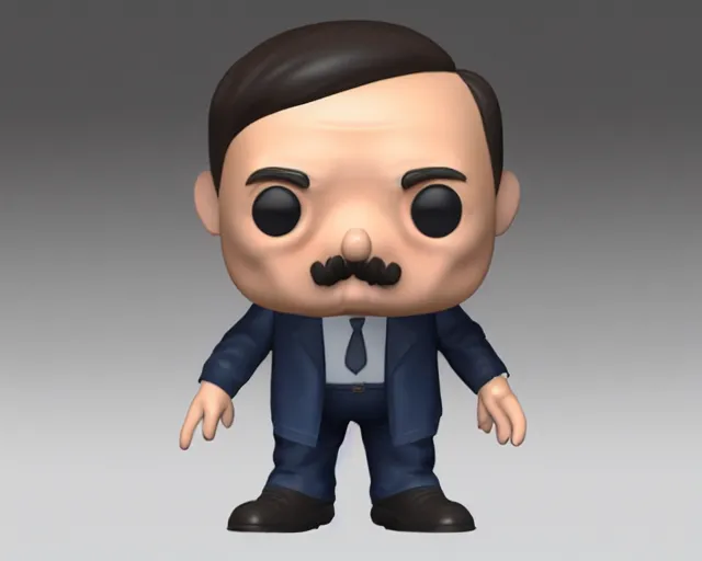 Image similar to full body 3d render for adolf hitler as a funko pop, studio lighting, white background, blender, trending on artstation, 8k, highly detailed