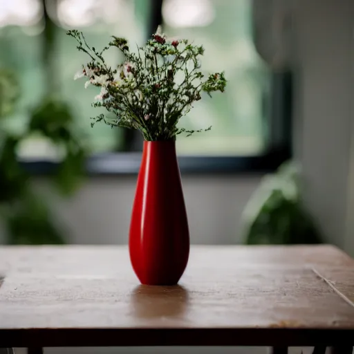 Image similar to dslr photo of a vase on a table, 35mm, f/1.3