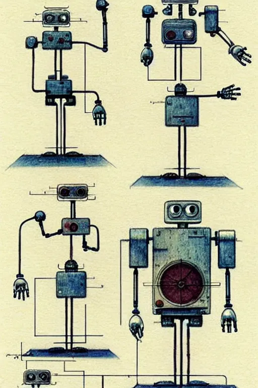 Image similar to (((((1950s robot schematics . muted colors.))))) by Jean-Baptiste Monge !!!!!!!!!!!!!!!!!!!!!!!!!!!