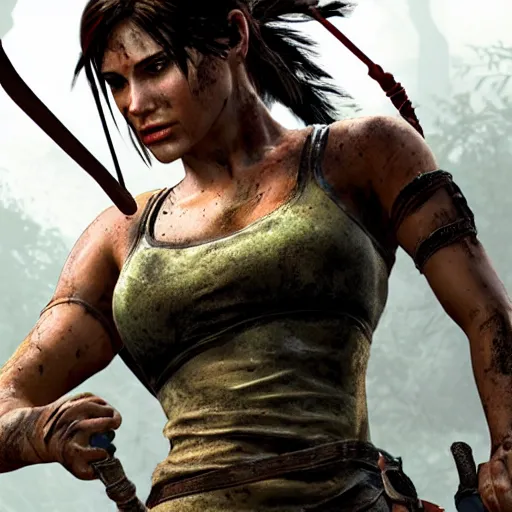 Prompt: tomb raider posing for max