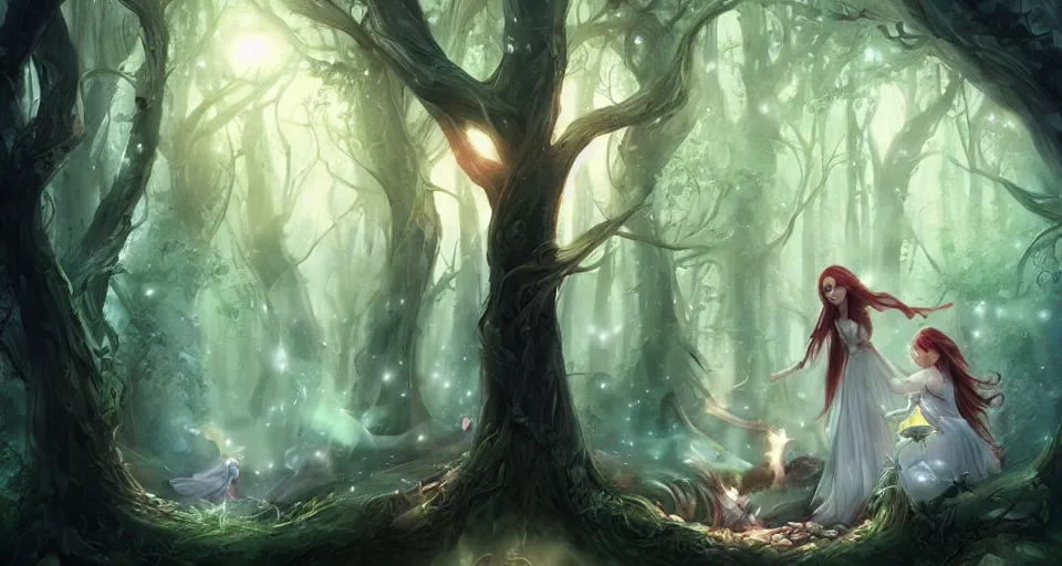 Prompt: Enchanted and magic forest, by Charlie bowater