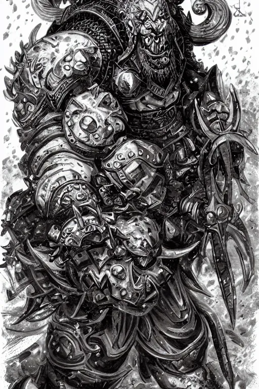 Image similar to chaos dwarf, fantasy, warhammer, highly detailed, digital art, sharp focus, trending on art station, kentaro miura manga art style