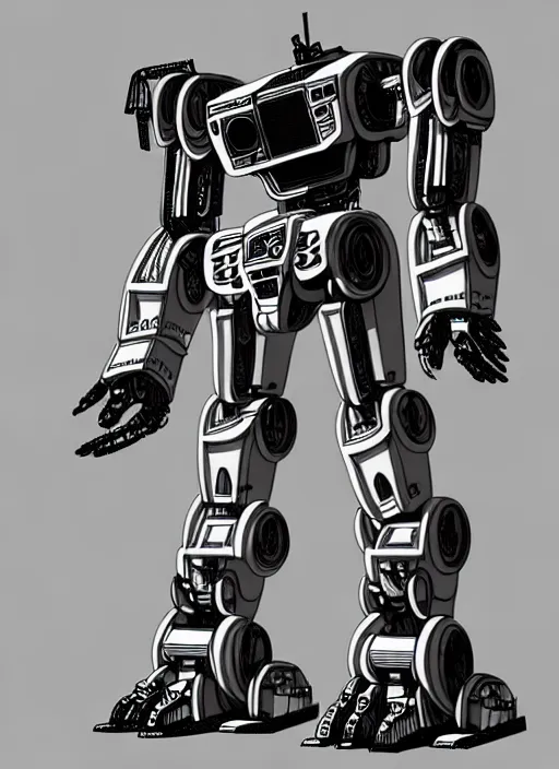 Image similar to very technical and detailed blueprint of a robot tiger, center frame, side view intricate details, ultra - detailed, baroque style, illustration, desaturated, concept art, battletech, mechwarrior, zoids, gundam