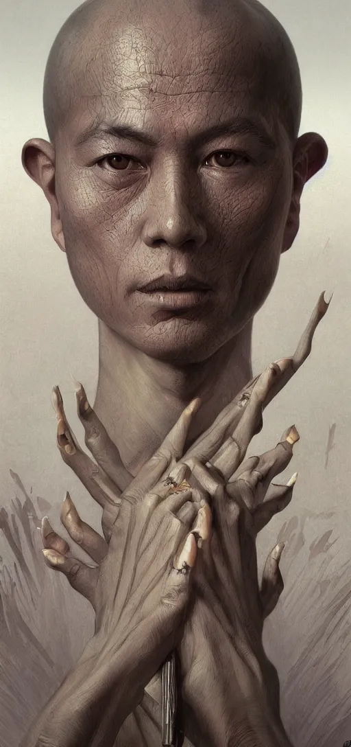 Prompt: ultra realistic illustration, buddhist monk, cyberpunk, sci-fi, fantasy, intricate, elegant, highly detailed, digital painting, artstation, concept art, smooth, sharp focus, illustration, art by artgerm and greg rutkowski and alphonse mucha, rene magritte, surrealism