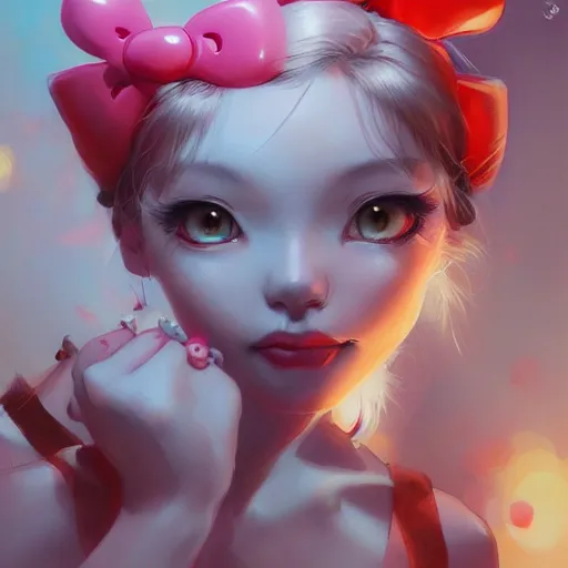 Image similar to Hello Kitty by Stanley Artgerm Lau, WLOP, Rossdraws, James Jean, Andrei Riabovitchev, Marc Simonetti, Yoshitaka Amano, ArtStation, CGSociety,