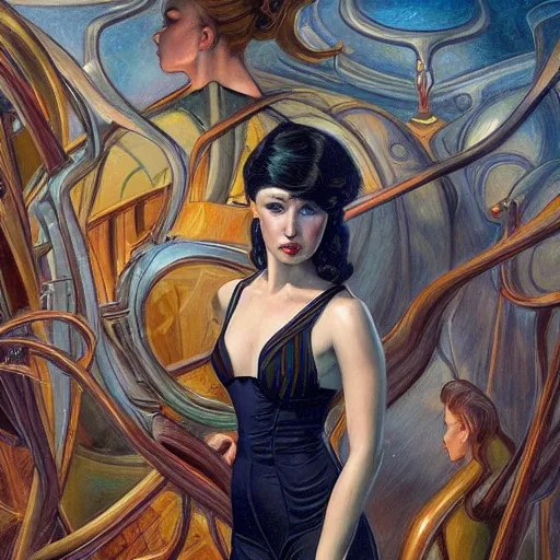 Image similar to a streamline moderne painting in the style of donato giancola, and in the style of charlie bowater, and in the style of charles dulac. symmetry, smooth, sharp focus, semi - realism, intricate detail.