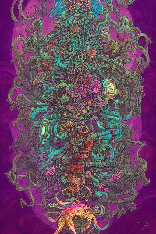 Image similar to creature sushi roots cactus elemental flush of force nature micro world fluo light deepdream a wild amazing steampunk baroque ancient alien creature, intricate detail, colorful digital painting that looks like it is from borderlands and by feng zhu and loish and laurie greasley, victo ngai, andreas rocha, john harris