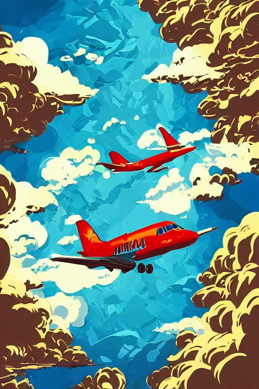 Image similar to airplane mountain water by dongkyu lim illustration vector digital art trending on artstation