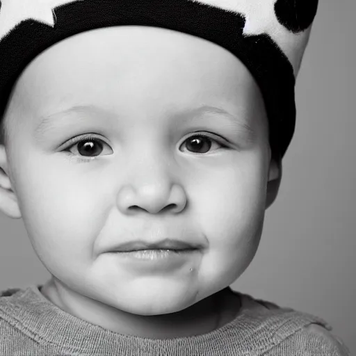 Image similar to the face of punk rock alien at 1 years old wearing balenciaga clothing, black and white portrait by julia cameron, chiaroscuro lighting, shallow depth of field, 8 0 mm, f 1. 8