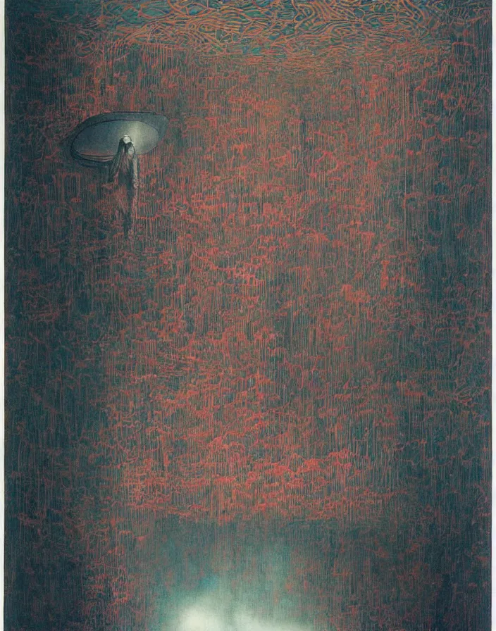 Image similar to interior of a small room, large floating glowing crystal tesseract!!!!!!!!!!!!!!!!!!, beksinski painting, part by adrian ghenie and gerhard richter. art by takato yamamoto. masterpiece, deep colours