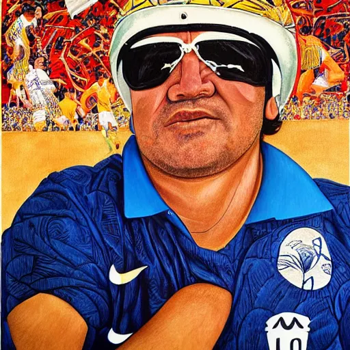 Prompt: painting of diego maradona very detailled, by botticelli and victo ngai