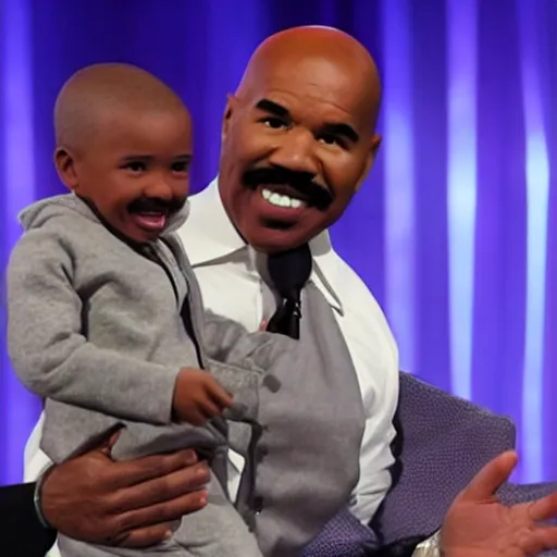 Image similar to rapper steve harvey meeting small steve harvey inside a jar