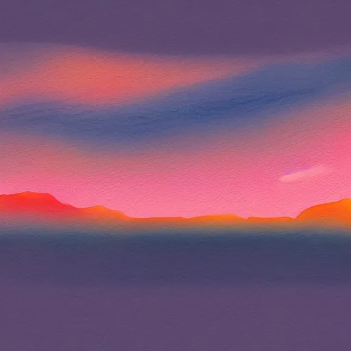 Image similar to sunset sky of dusk, digital watercolor painting, trending on artstation