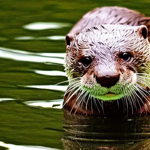 Image similar to an otter using an android phone