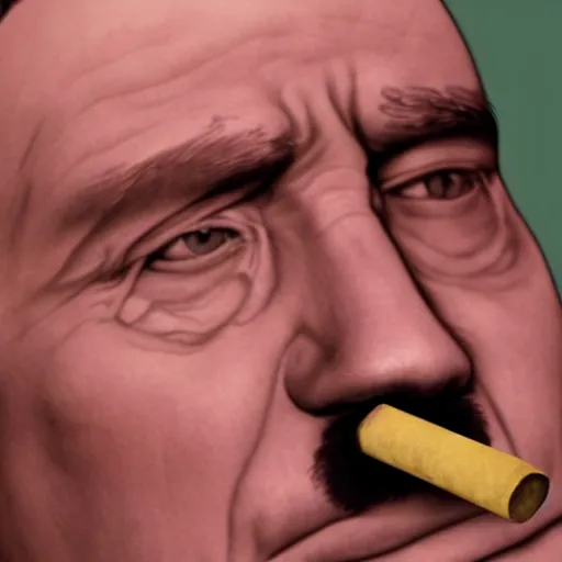 Image similar to a photo of Hitler smoking a fat joint, 50mm close up photography, photorealism