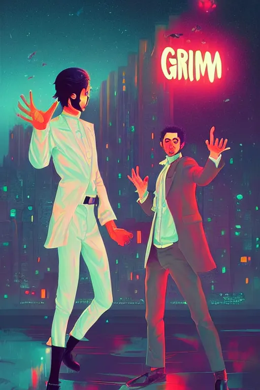 Image similar to A fever of the night, a grime tale of the night fever by the brothers guild, digital painting, artstation, ristan Eaton, victo ngai, artgerm, RHADS, ross draws, anime styled