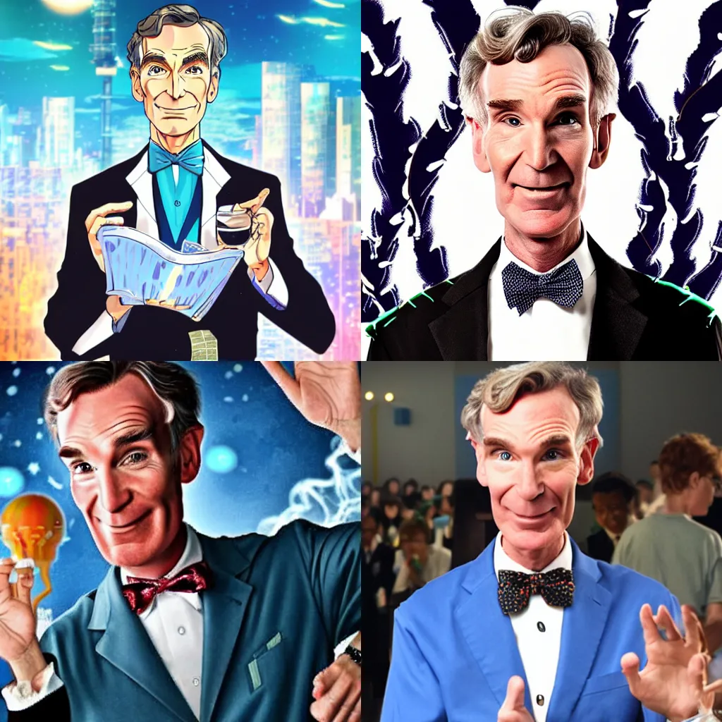 Prompt: bill nye the science guy, anime