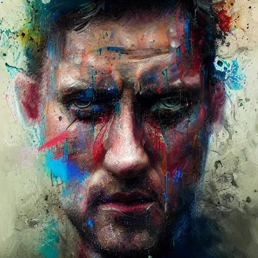 Prompt: A realistic hyperdetailed multi-colored digital oil portrait painting of a man crying about soccer in the style of Guy Denning, Ruan Jia, and Craig Mullins. Trending on ArtStation and DeviantArt. CGSociety Digital art.