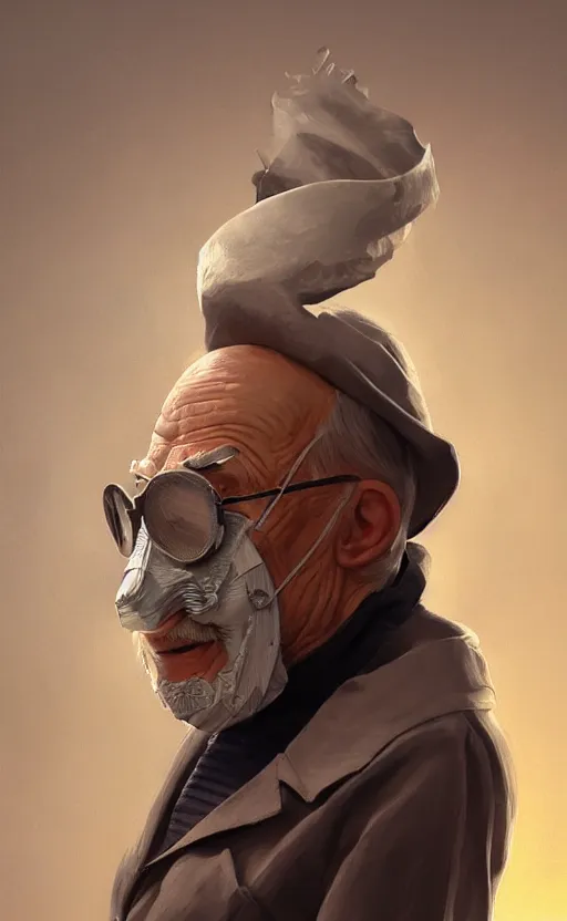 Image similar to old man doing with mask, do what we can, then leave it to god, non fiction, baroque, confident, consistency, stability, cohesion, elegant, highly detailed, 8 k uhd, digital painting, artstation, concept art, matte, sharp focus, illustration, art by artgerm and paul lung and samuel silva