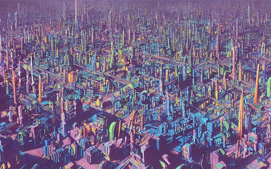 Prompt: plastic toy city potemkin fantastical cityscape, award winning digital art by bruce pennington, ultraviolet color palette