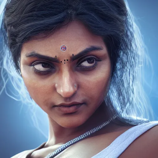 Image similar to indian woman doing push ups, ultra realistic, concept art, intricate details, highly detailed, photorealistic, octane render, 8 k, unreal engine