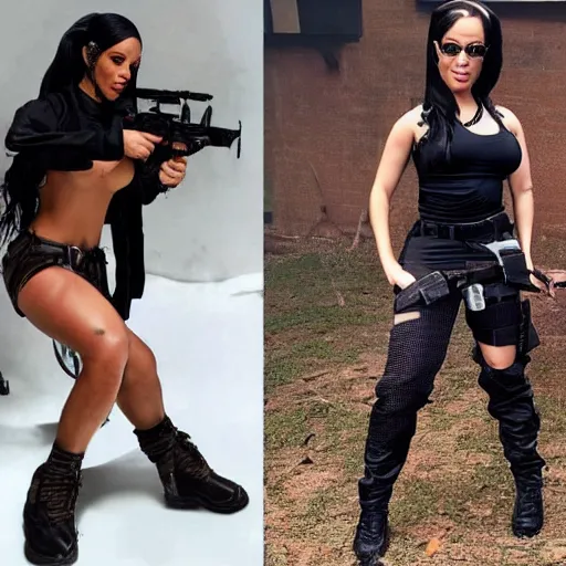 Image similar to cardi b as lara croft