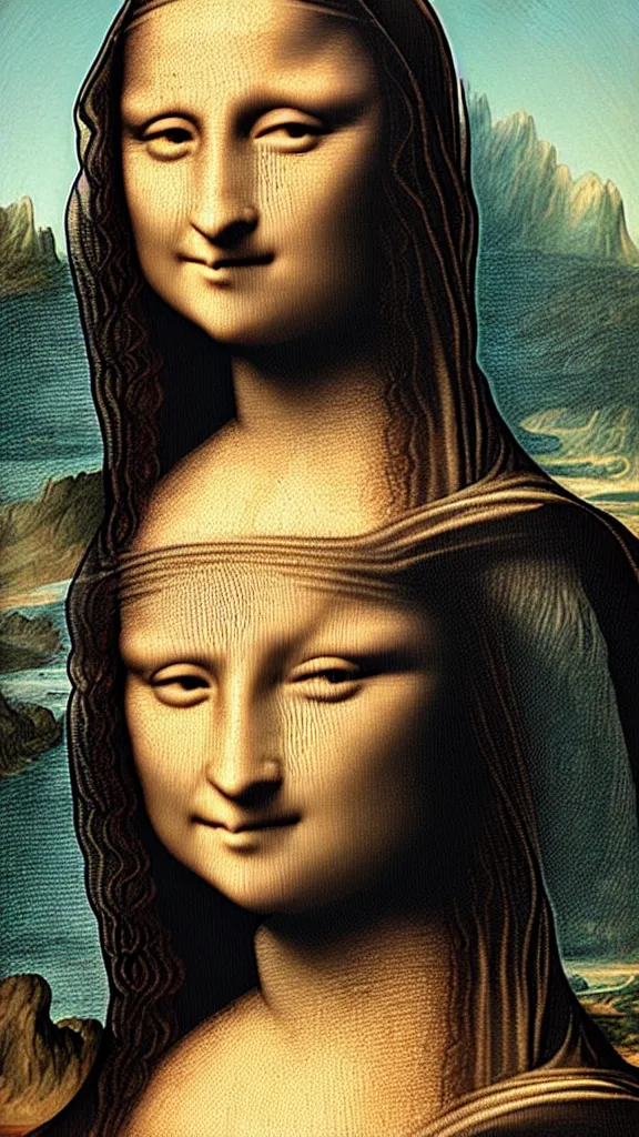 Image similar to the mona lisa in the style of dan hillier