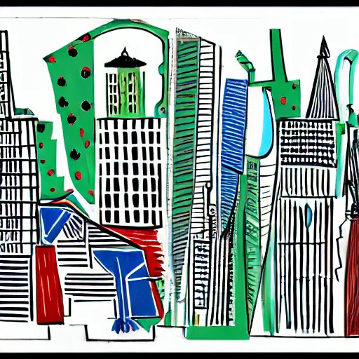 Prompt: Berlin skyline in the style of Pablo Picasso