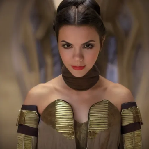 Image similar to victoria justice as princess padme in star wars episode 3, 8 k resolution, cinematic lighting, anatomically correct